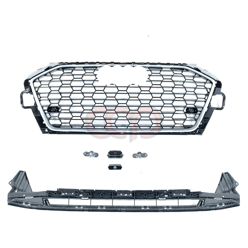 2020-2025 Audi RS4 Honeycomb Silver Frame Grille | B9.5 Audi A4/S4 V2 Silver Frame Black Honeycomb Mesh A4 non S-Line