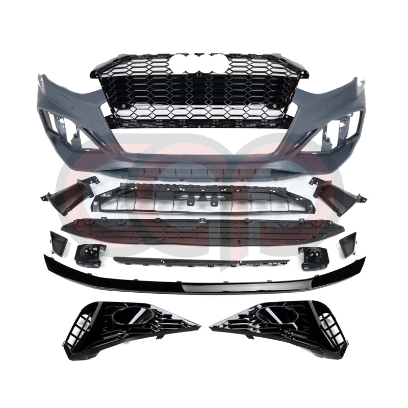 2020-2025 B9.5 Audi A4/S4 CAP Front Bumper | B9.5 Audi RS4 Bumper - V2 B9.5 RS4 Grille (Black Frame Black Mesh)