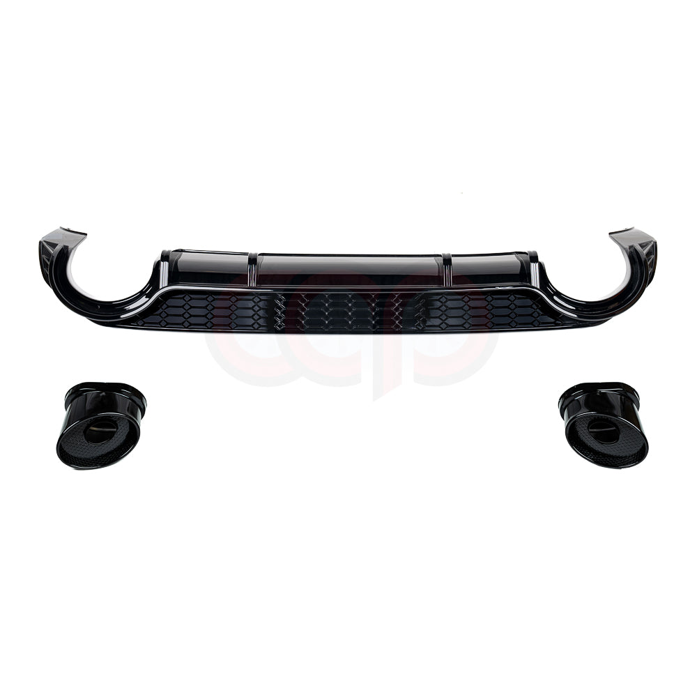2021-2024 8Y Audi A3 S-Line/S3 - CAP Gloss Black RS3 Style Rear Diffuser with RS Exhaust Tips