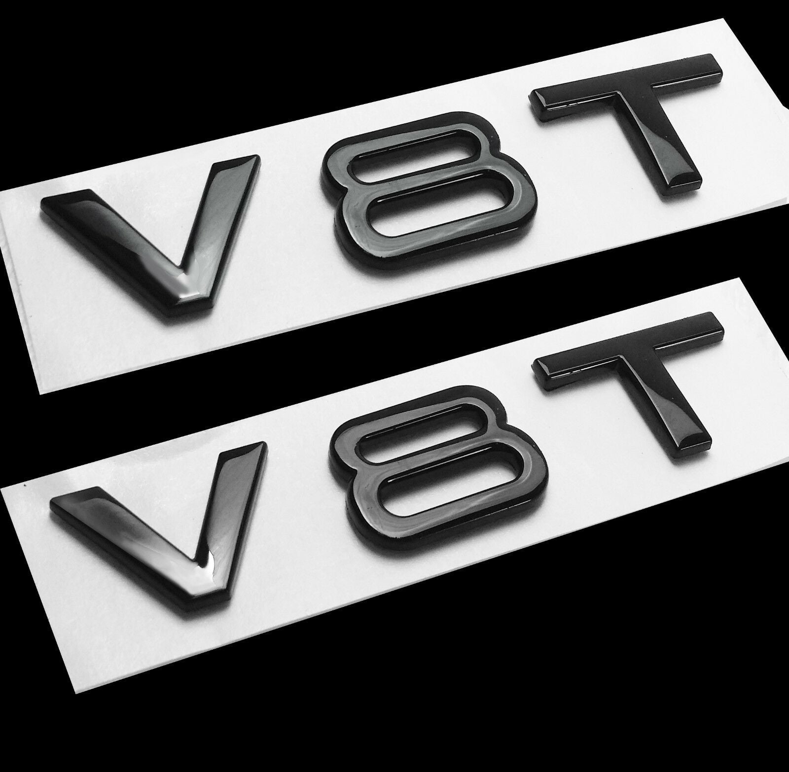 Gloss Black V8T Fender Side Badges | Audi S6/RS6, S7/RS7, A8 4.0T  - Set of 2 (Pair) - Canadian Auto Performance