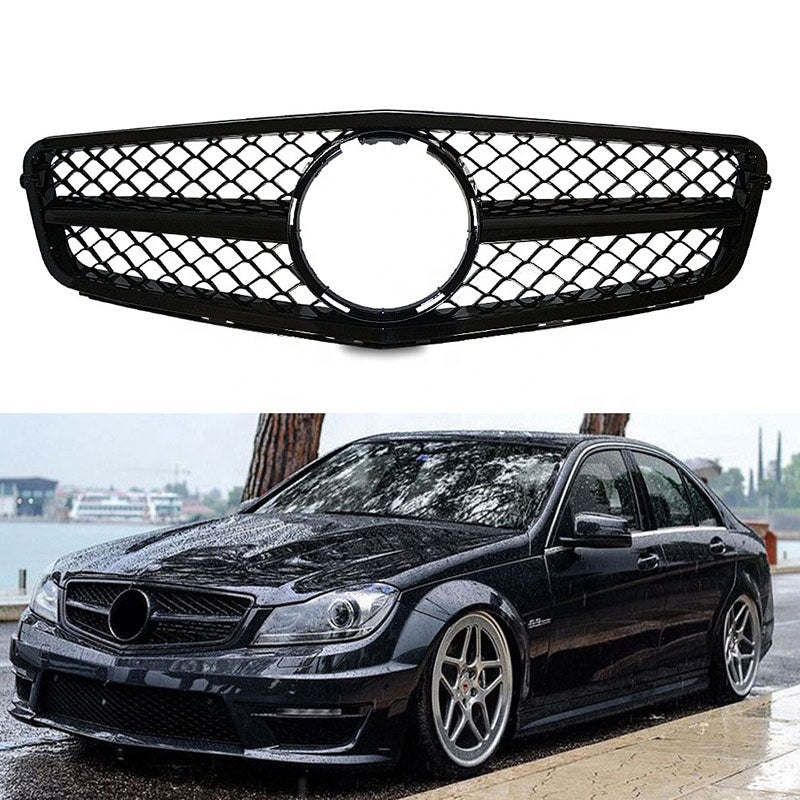  C63 AMG Style Front Grill Grille For Mercedes Benz C
