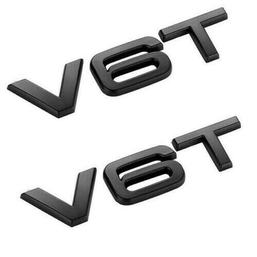Gloss Black V6T Fender Side Badges | Audi S4, S5, A6, A7, SQ5 - Set of 2 (Pair) - Canadian Auto Performance